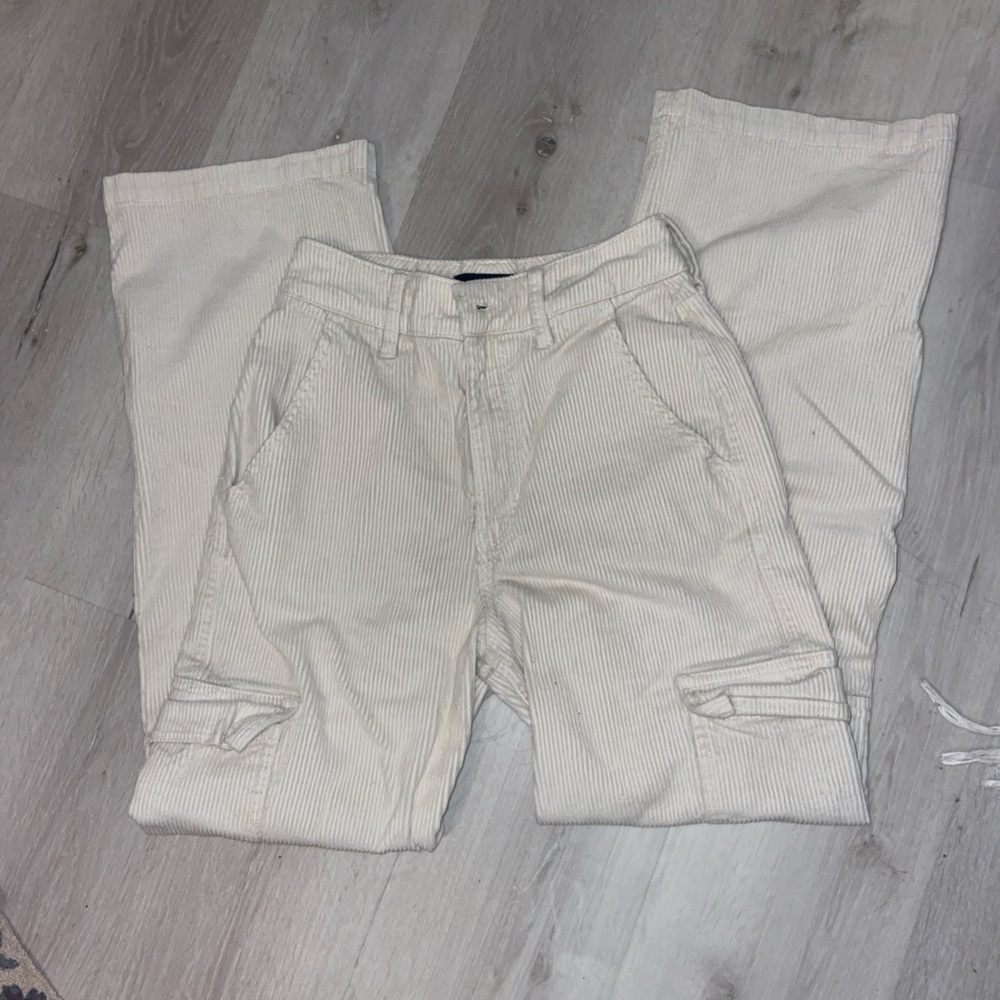 Cream Hollister Corduroy Cargo Pants